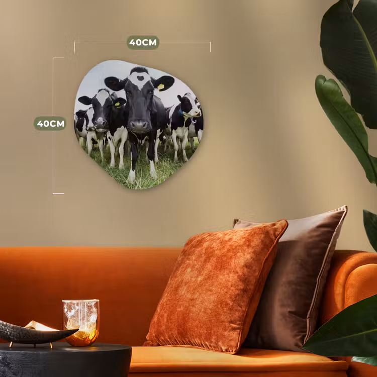 Koeien - Gras - Lente - Dieren - Weiland - Boerderij Wandcirkel Organisch Forex 3mm klein -sfeer3