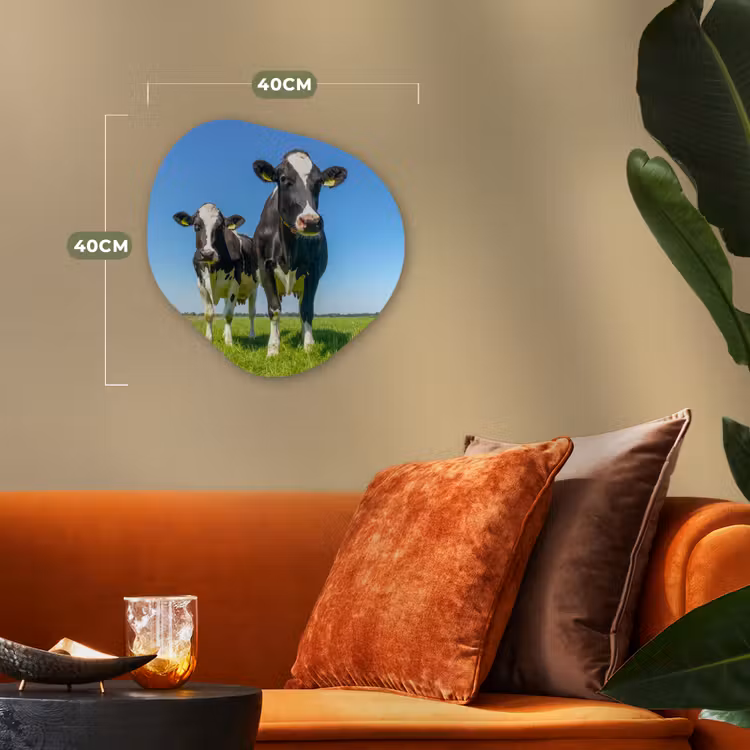 Koeien - Weiland - Gras - Dieren - Boerderij Wandcirkel Organisch Forex 3mm klein -sfeer3