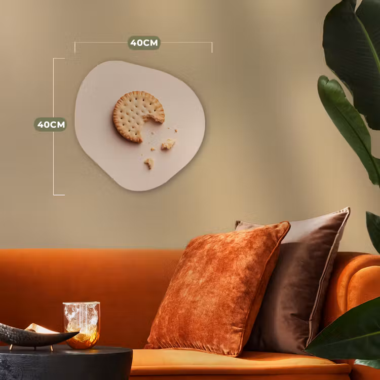 Koekje - Kruimels - beige Wandcirkel Organisch Forex 3mm klein -sfeer3