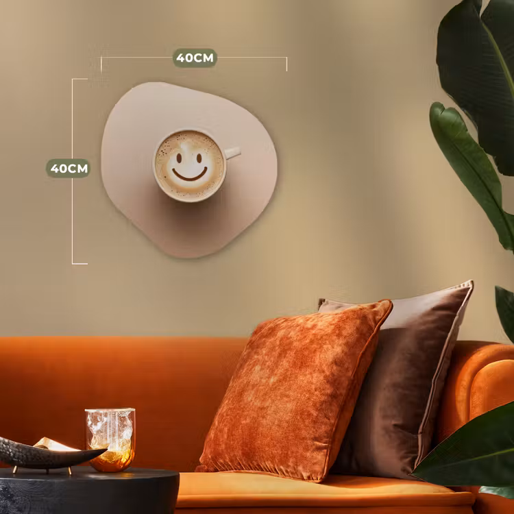 Koffie - Melkschuim - Lach - Beige Wandcirkel Organisch Forex 3mm klein -sfeer3