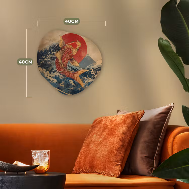 Koi - Zee - Golven - Zon Wandcirkel Organisch Forex 3mm klein -sfeer3