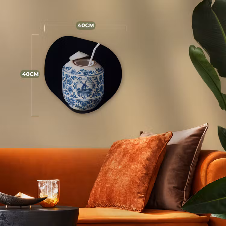 Kokosnoot - Eten - Delfts blauw - Drinken Wandcirkel Organisch Forex 3mm klein -sfeer3