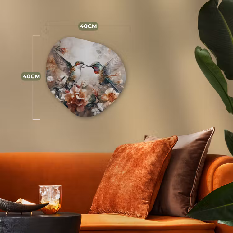 Kolibrie - Vogels - Bloemen - Natuur Wandcirkel Organisch Forex 3mm klein -sfeer3
