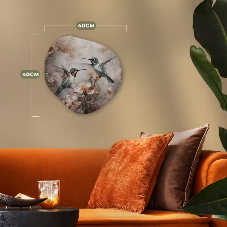 Kolibrie - Vogels - Bloemen - Planten Wandcirkel Organisch Forex 3mm klein -sfeer3