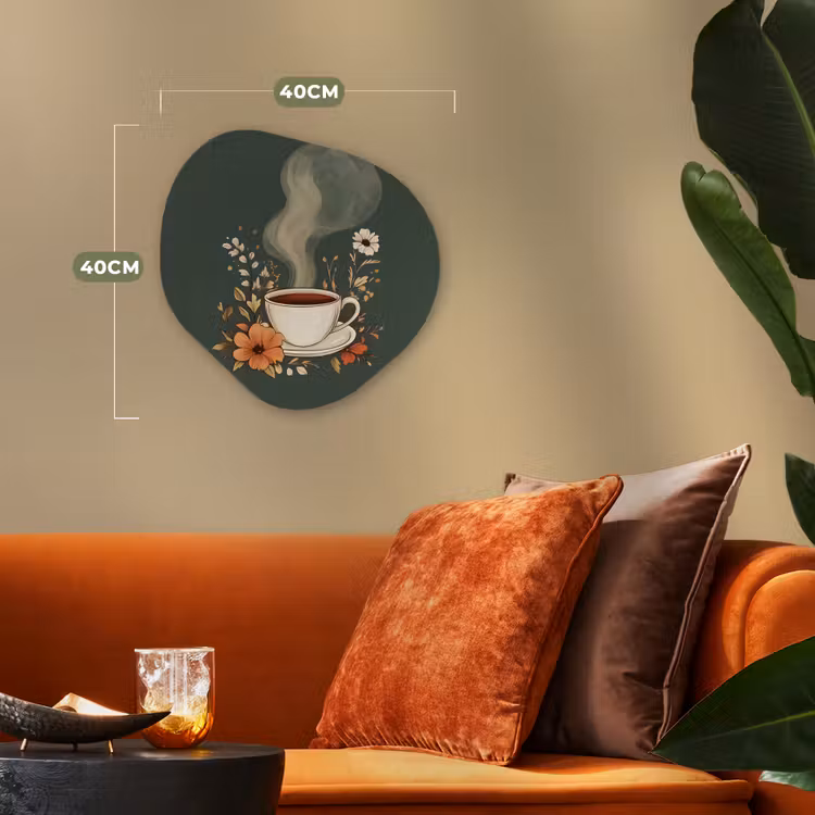 Kop - Bloemen - Groen - Koffie Wandcirkel Organisch Forex 3mm klein -sfeer3