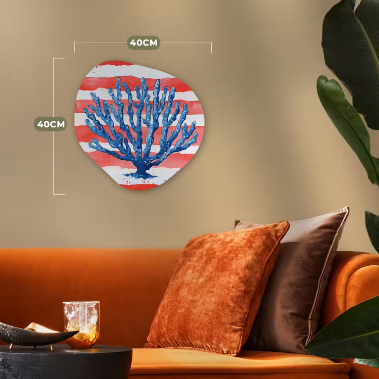 Koraal - Verfstructuur - Rood - Blauw Wandcirkel Organisch Forex 3mm klein -sfeer3