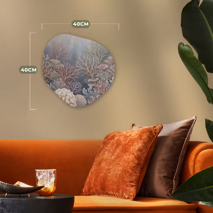 Koraal - Zeeleven - Onderwater - Illustratie - Natuur Wandcirkel Organisch Forex 3mm klein -sfeer3