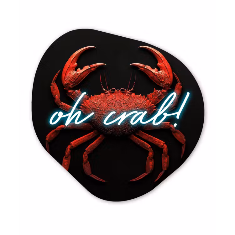 Krab - Rood - Neon - Quote Wandcirkel Organisch Forex 3mm klein -3d