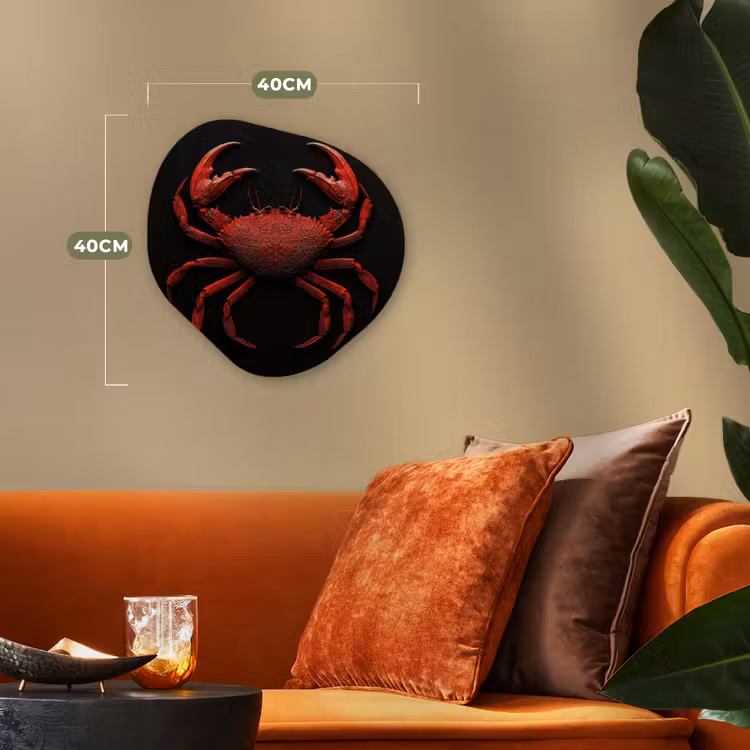 Krab - Rood - Vissen - Schaaldieren Wandcirkel Organisch Forex 3mm klein -sfeer3
