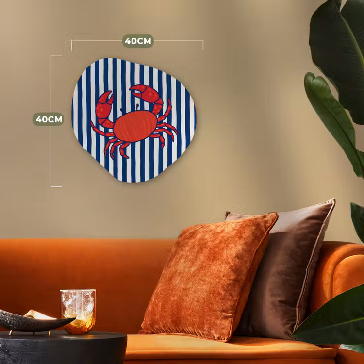Krab - Strepen - Zeeleven - Illustratie - Rood Wandcirkel Organisch Forex 3mm klein -sfeer3