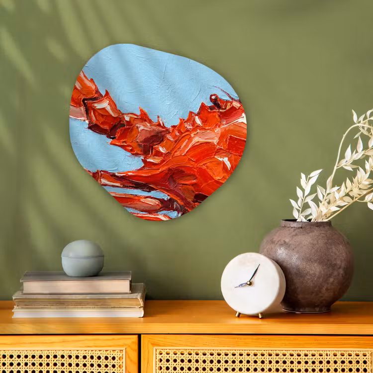 Krab - Zee - Dieren - Abstract - Rood Wandcirkel Organisch Forex 3mm klein -sfeer2