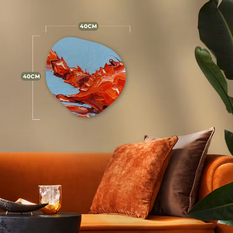 Krab - Zee - Dieren - Abstract - Rood Wandcirkel Organisch Forex 3mm klein -sfeer3