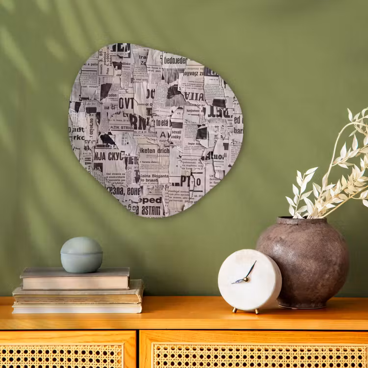 Krant - Gescheurd - Textuur - Abstract - Zwart-wit Wandcirkel Organisch Forex 3mm klein -sfeer2