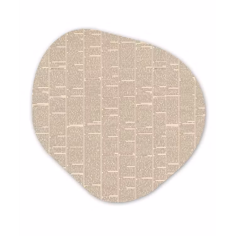 Krant - Nieuws - Historisch - Vintage - Beige Wandcirkel Organisch Forex 3mm klein -3d