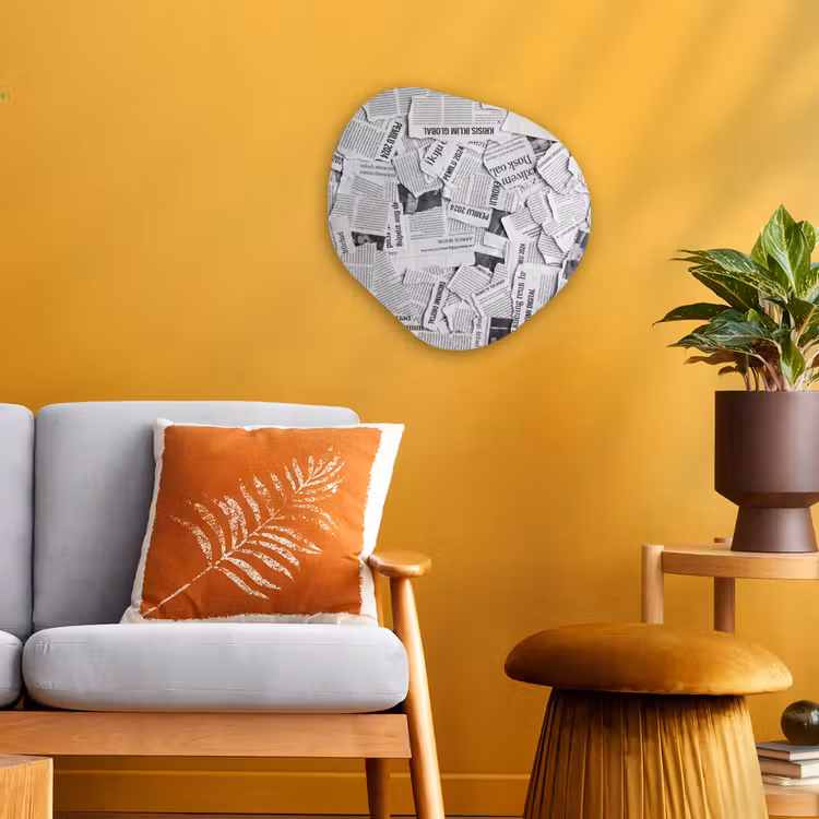 Krant - Versnipperd - Textuur - Zwart-wit - Abstract Wandcirkel Organisch Forex 3mm klein -sfeer4