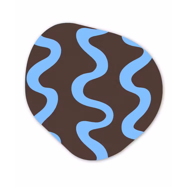 Kronkelende lijnen - Blauw - Bruin - Minimalistisch Wandcirkel Organisch Forex 3mm klein 629 -3d