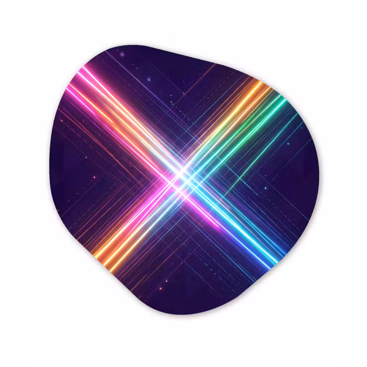 Kruisen - Lasterstralen - Neon Wandcirkel Organisch Forex 3mm klein -3d