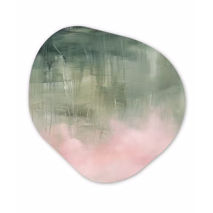 Kunst - Abstract - Modern - Groen - Roze Wandcirkel Organisch Forex 3mm klein -3d