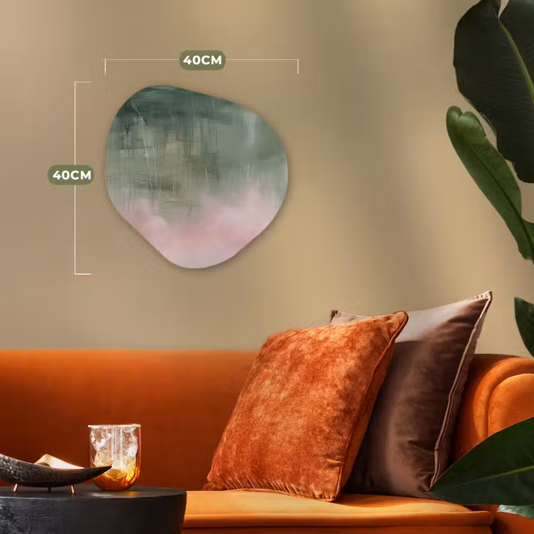 Kunst - Abstract - Modern - Groen - Roze Wandcirkel Organisch Forex 3mm klein -sfeer3