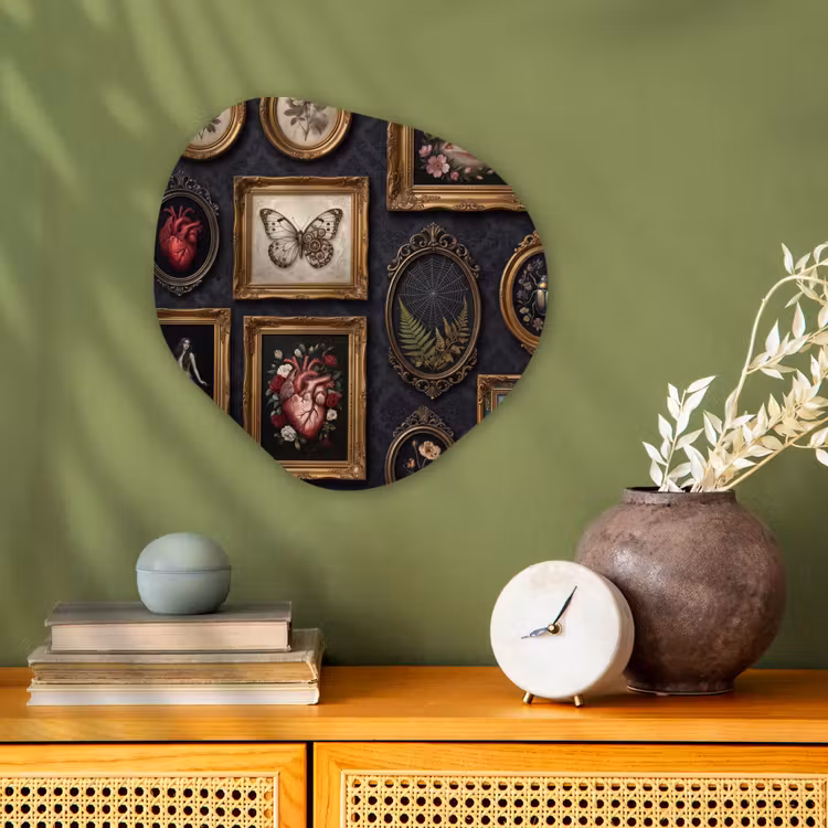 Kunst - Collectie - Vintage - Klassiek - Donker Wandcirkel Organisch Forex 3mm klein -sfeer2