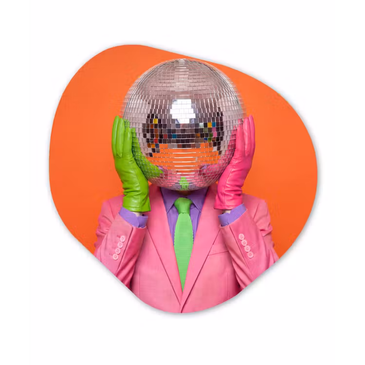 Kunst - Disco bal - Kleurrijk - Modern - Studio Wandcirkel Organisch Forex 3mm klein -3d