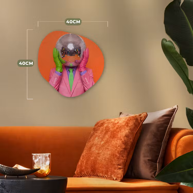 Kunst - Disco bal - Kleurrijk - Modern - Studio Wandcirkel Organisch Forex 3mm klein -sfeer3