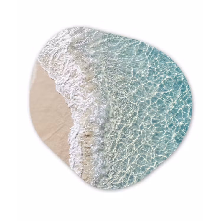 Kust - Zand - Blauw Wandcirkel Organisch Forex 3mm klein -3d