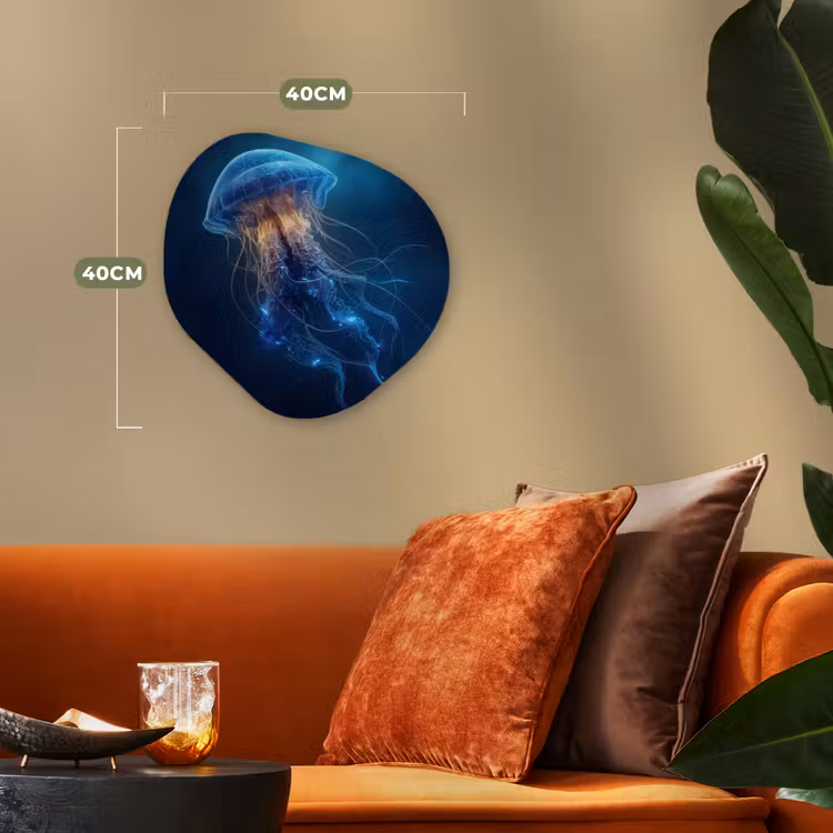 Kwal - Lichtgevend - Tentakels - Blauw Wandcirkel Organisch Forex 3mm klein -sfeer3