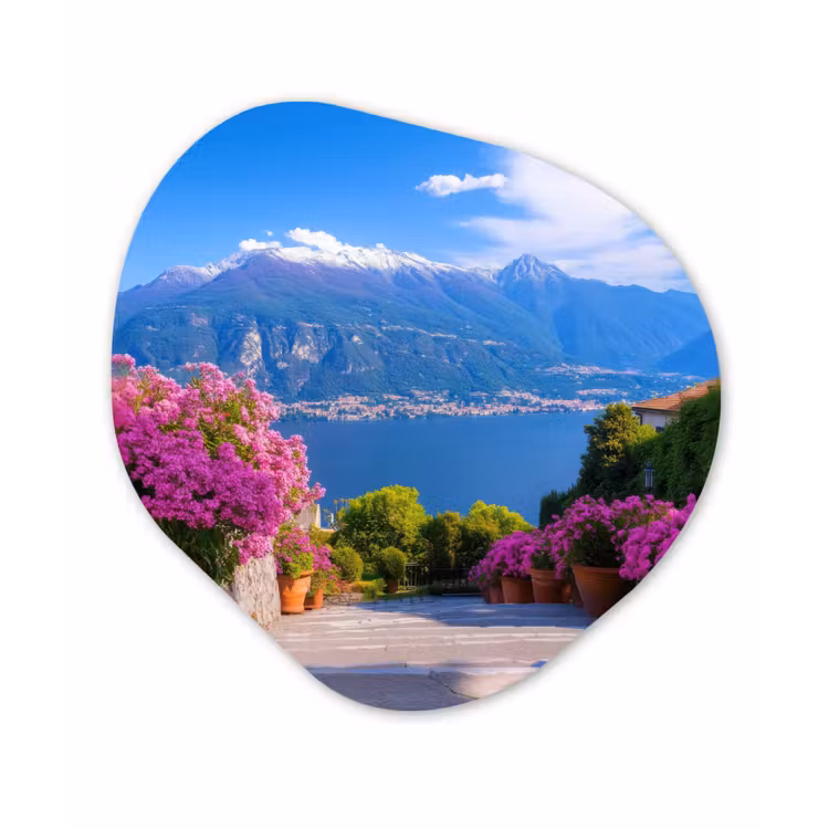Lake Como - Italië - Landschap Wandcirkel Organisch Forex 3mm klein -3d