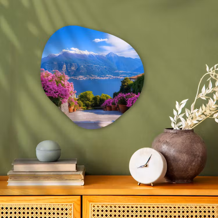 Lake Como - Italië - Landschap Wandcirkel Organisch Forex 3mm klein -sfeer2