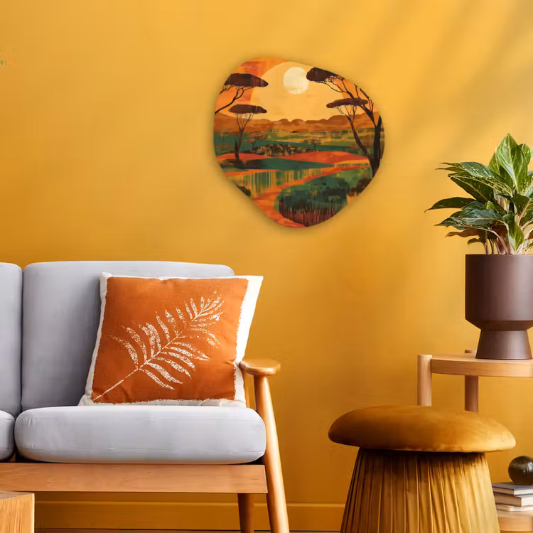 Landschap - Afrikaans - Zon Wandcirkel Organisch Forex 3mm klein -sfeer4