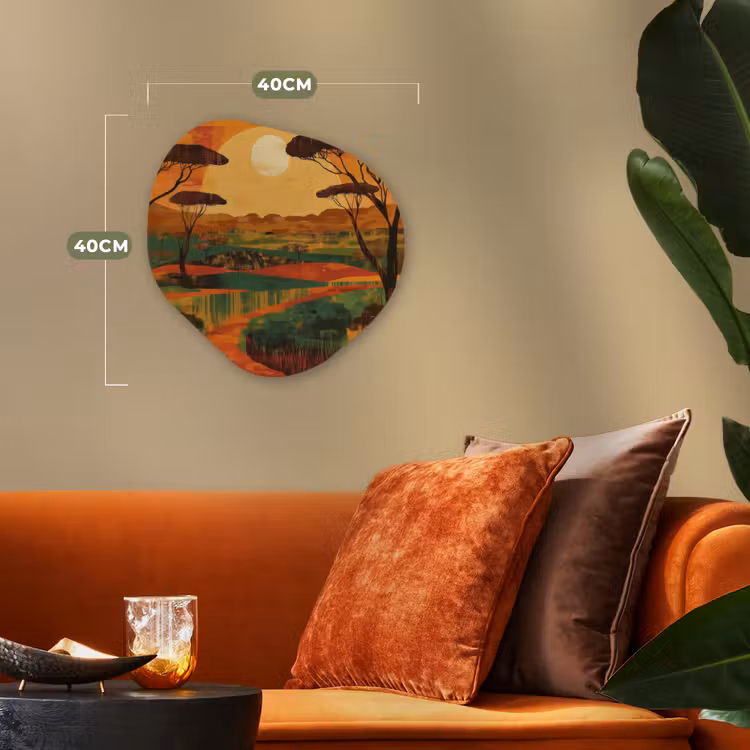 Landschap - Afrikaans - Zon Wandcirkel Organisch Forex 3mm klein -sfeer3