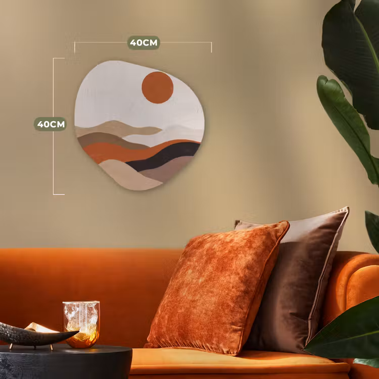 Landschap - Heuvels - Zon - Abstract - Oranje Wandcirkel Organisch Forex 3mm klein -sfeer3