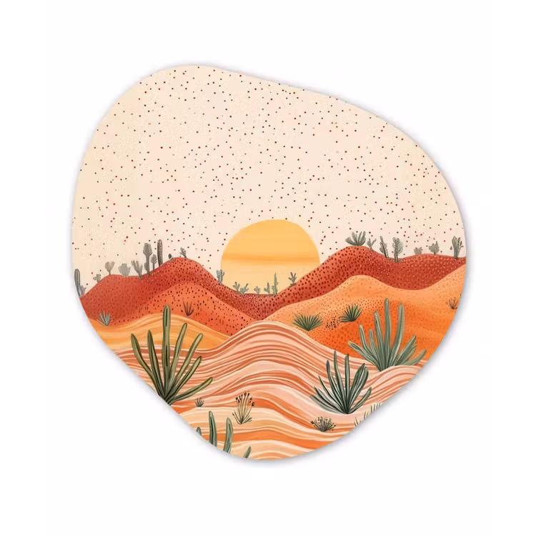 Landschap - Heuvels - Zonsondergang Wandcirkel Organisch Forex 3mm klein -3d