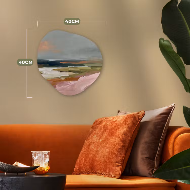 Landschap - Rivier - Abstract - Roze - Groen Wandcirkel Organisch Forex 3mm klein -sfeer3