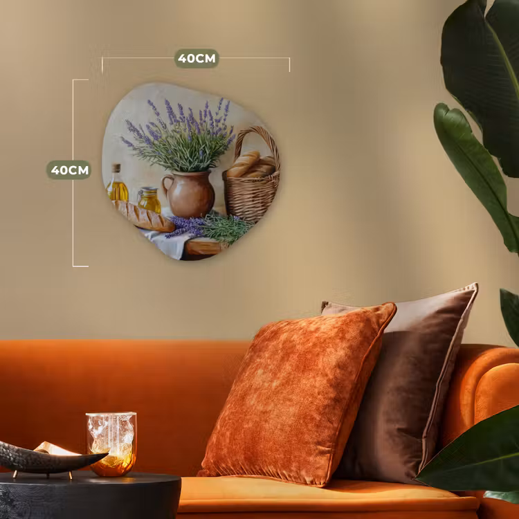 Lavendel - Brood - Stilleven Wandcirkel Organisch Forex 3mm klein -sfeer3