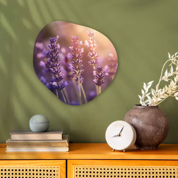 Lavendelbloemen - Paars - Zonlicht Wandcirkel Organisch Forex 3mm klein -sfeer2