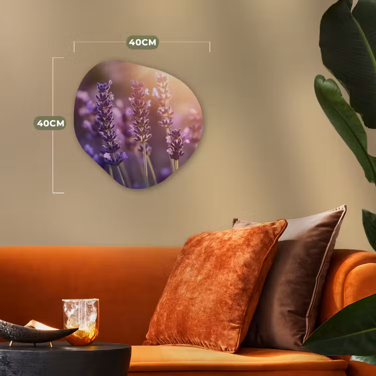 Lavendelbloemen - Paars - Zonlicht Wandcirkel Organisch Forex 3mm klein -sfeer3