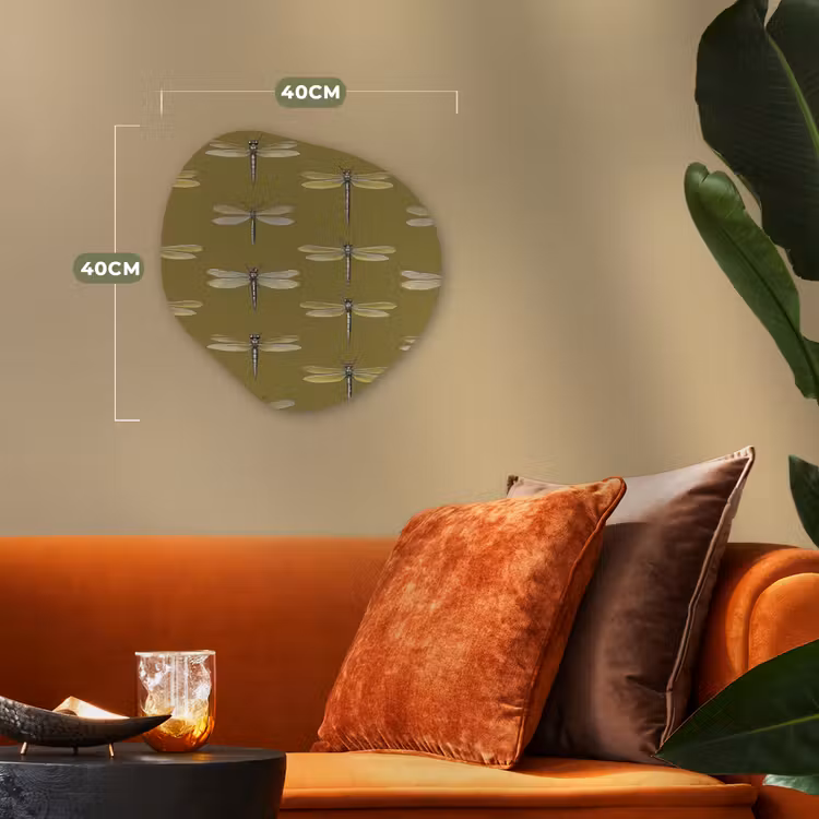 Libellen - Patroon - Groen Wandcirkel Organisch Forex 3mm klein 629 -sfeer3