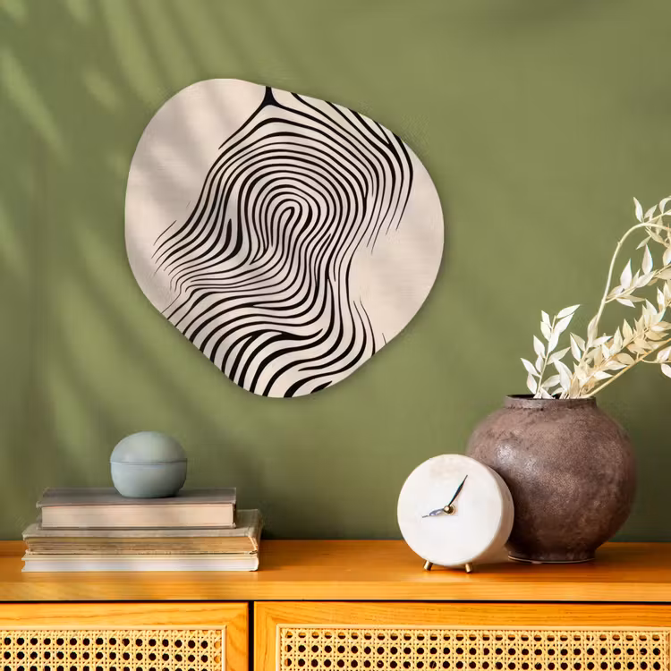 Lijnen - Abstract - Golvend - Zwart Wandcirkel Organisch Forex 3mm klein -sfeer2