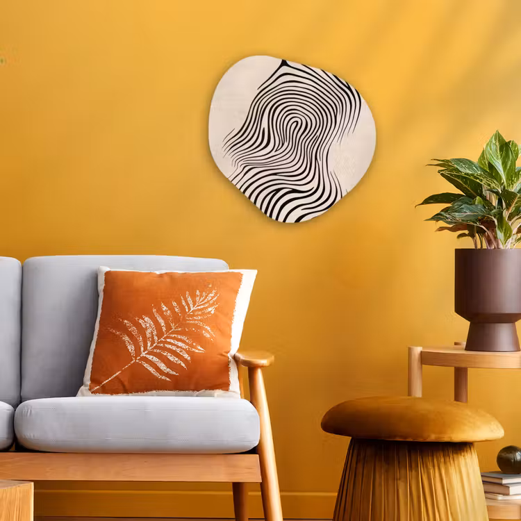 Lijnen - Abstract - Golvend - Zwart Wandcirkel Organisch Forex 3mm klein -sfeer4
