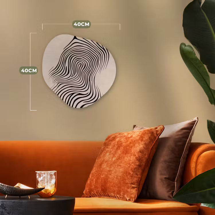Lijnen - Abstract - Golvend - Zwart Wandcirkel Organisch Forex 3mm klein -sfeer3