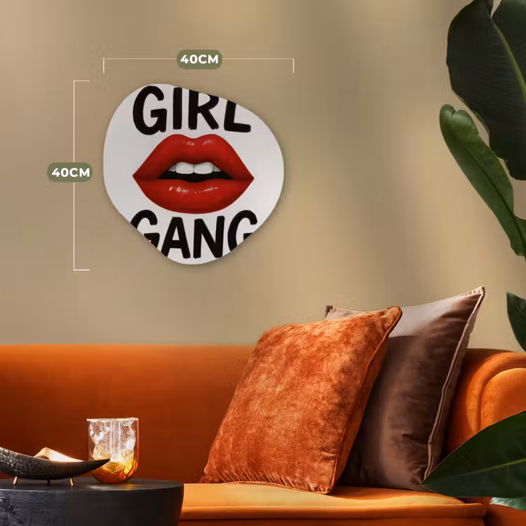 Lip - Girl - Rood - Letters Wandcirkel Organisch Forex 3mm klein -sfeer3
