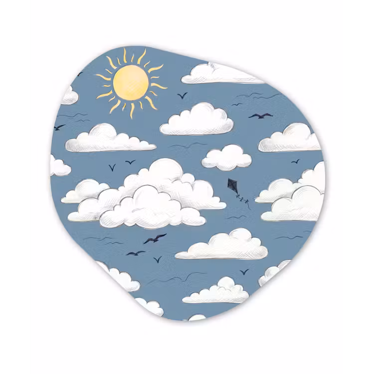 Lucht - Zon - Wolken - Natuur - Blauw Wandcirkel Organisch Forex 3mm klein -3d