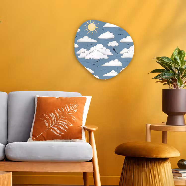 Lucht - Zon - Wolken - Natuur - Blauw Wandcirkel Organisch Forex 3mm klein -sfeer4
