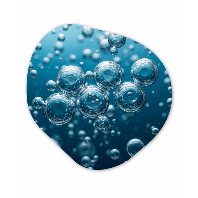 Luchtbellen - Dynamisch - Blauw Wandcirkel Organisch Forex 3mm klein -3d