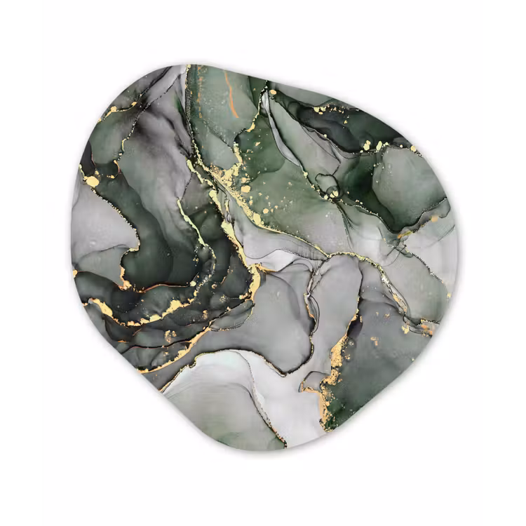 Luxe - Marmer - Groen Wandcirkel Organisch Forex 3mm klein -3d