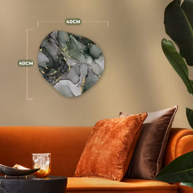 Luxe - Marmer - Groen Wandcirkel Organisch Forex 3mm klein -sfeer3