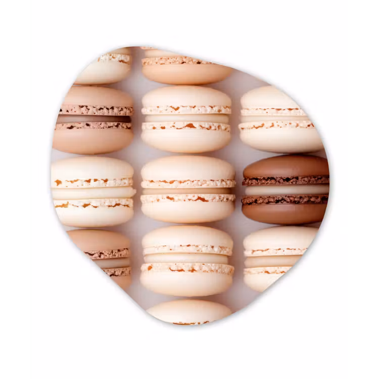 Macarons - Beige - Bruin Wandcirkel Organisch Forex 3mm klein -3d