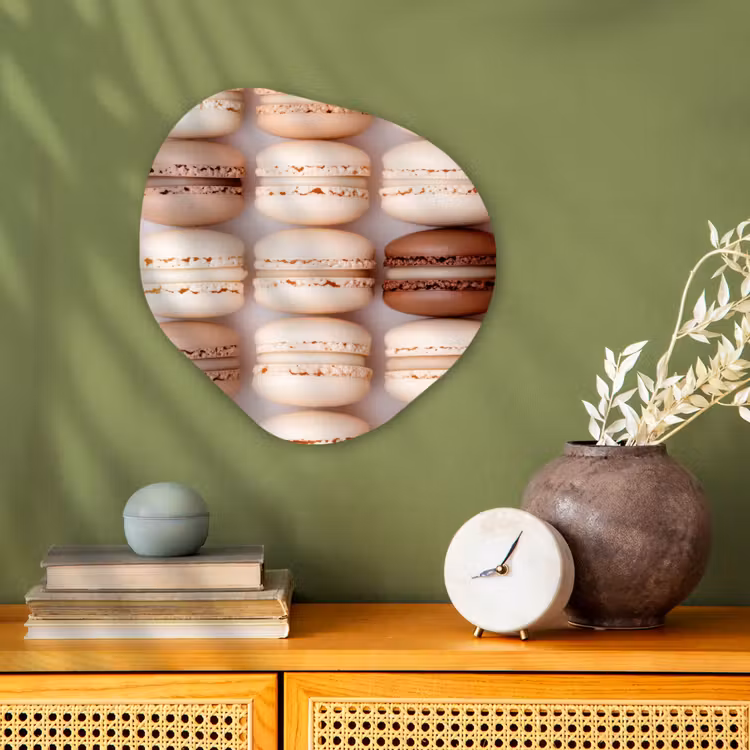 Macarons - Beige - Bruin Wandcirkel Organisch Forex 3mm klein -sfeer2